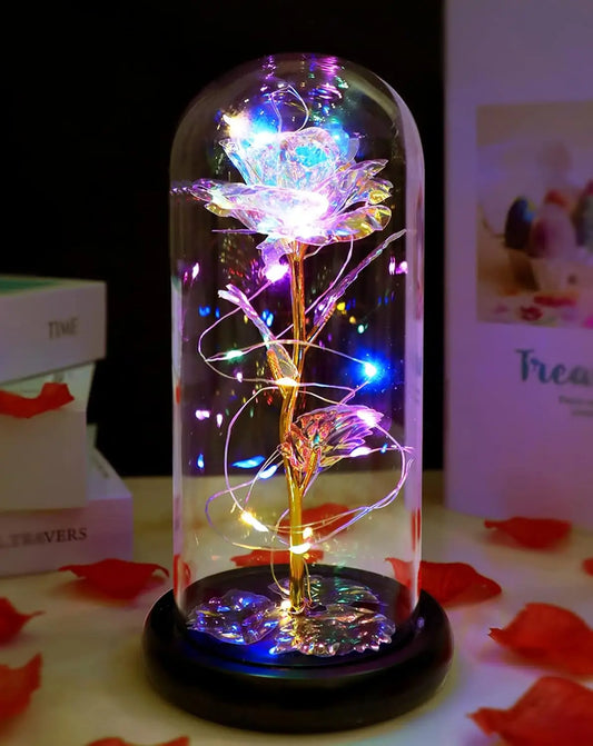Eternal LED Rose in Glass Dome – Romantic Artificial Flower for Valentine’s Day Gift