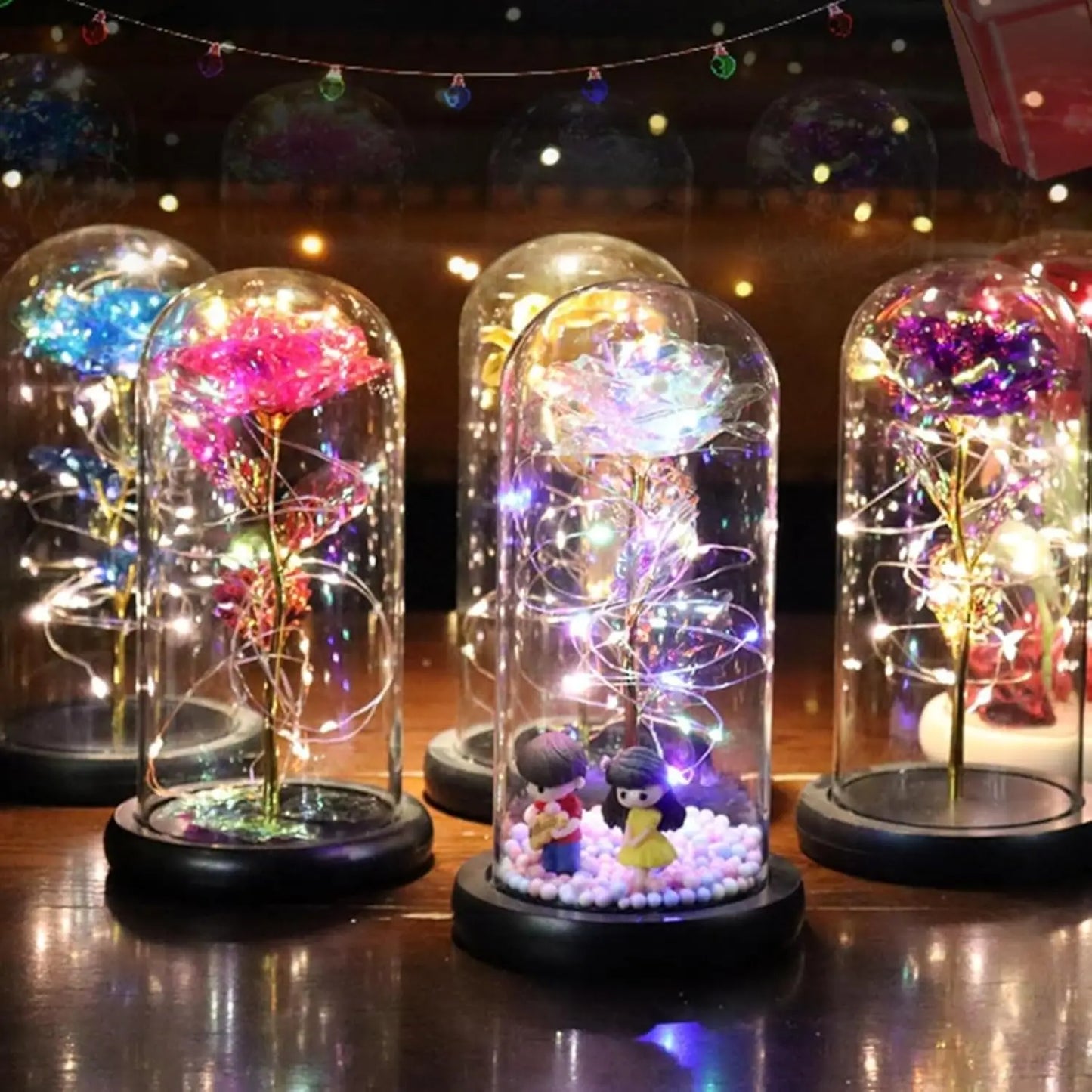 Eternal LED Rose in Glass Dome – Romantic Artificial Flower for Valentine’s Day Gift