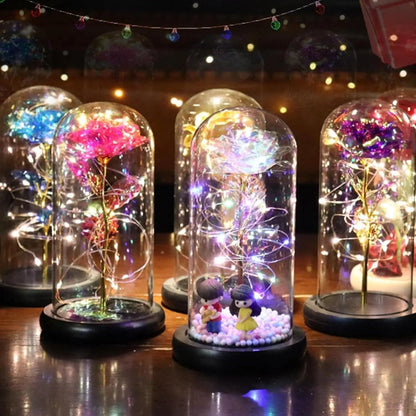 Eternal LED Rose in Glass Dome – Romantic Artificial Flower for Valentine’s Day Gift